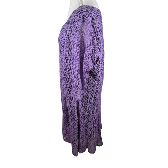 The Pyramid Collection‎ Purple Lace Dress A-Line Cut Midi Romantic Boho Size 1X - Picture 6 of 11